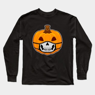 Pumpkin Halloween with skull mask Long Sleeve T-Shirt